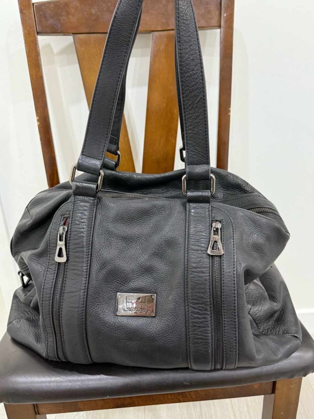 Badgley Mischka Black Leather Tote Bag